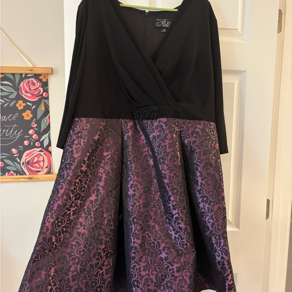 Alex Evenings Black and Purple Dress